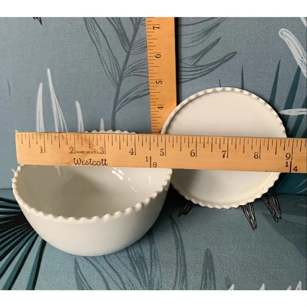 3 Paola Navone Crate & Barrel white scalloped Bowls & Sauces Set Lot